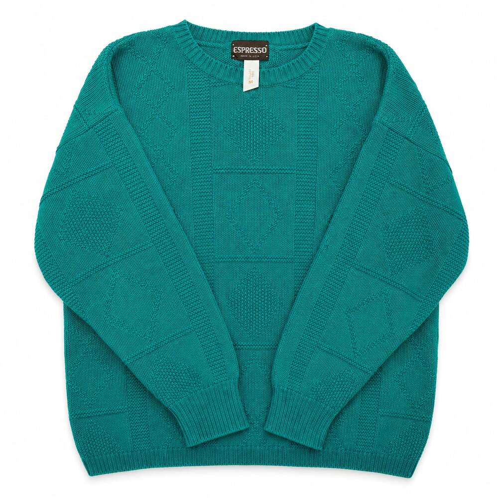 Vintage Espresso 100% Cotton Textured Diamond Pattern Sweater Size M